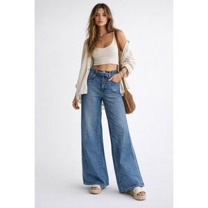Lovervet by Vervet Super High Rise Extreme Wide Leg Jeans Indigo Size 30 NWT
